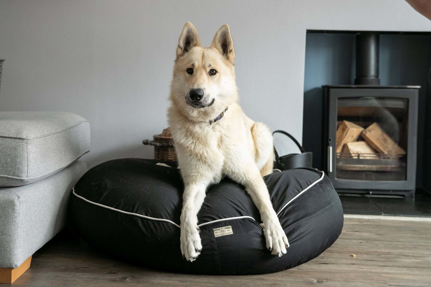 Barka Parka Dog bed black and cream piping - Barka Parka Dog Beds