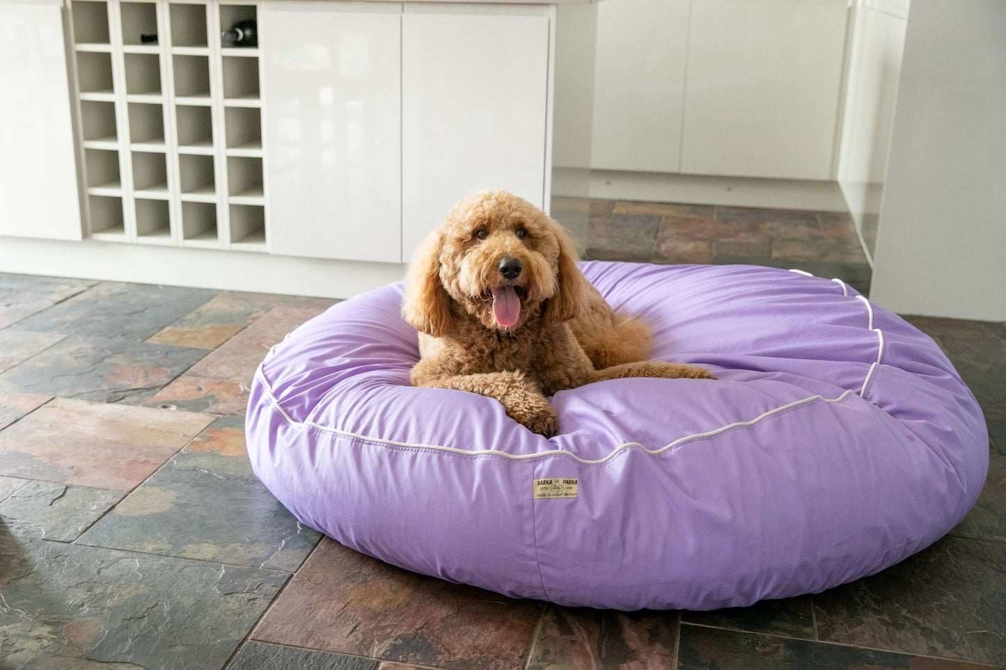 Barka Parka Dog Bed - Lilac and cream piping - Barka Parka Dog Beds