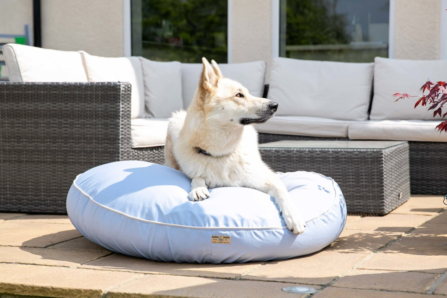 Barka Parka Dog Bed - Pastel blue and cream - Barka Parka Dog Beds