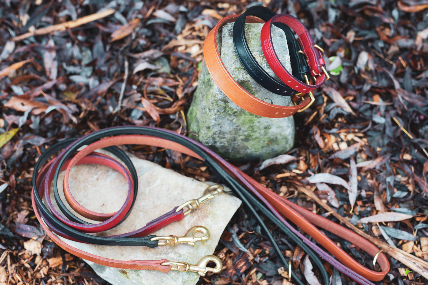 Collar and Lead sets - English bridle leather - Barka Parka Dog Beds