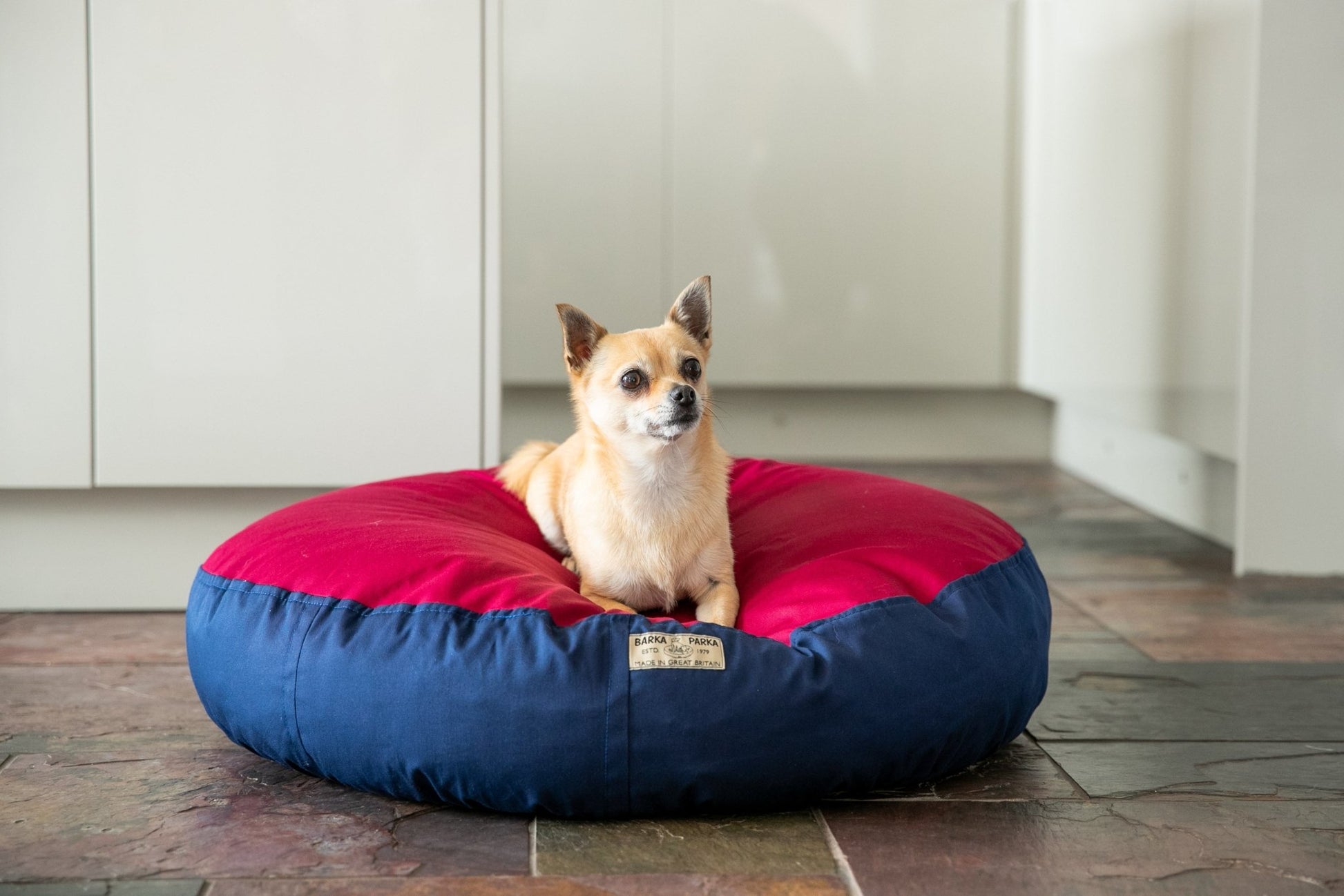 Barka Parka Dog Bed - Burgundy and navy - Barka Parka Dog Beds